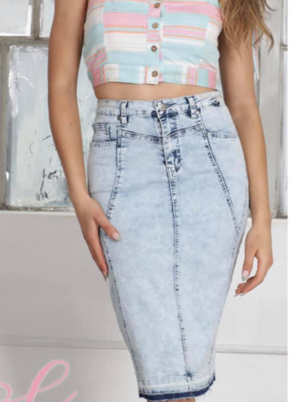 "Carmen" Panel Work Denim Skirt