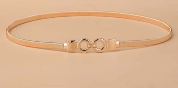 "Circle Buckle" Skinny Belt- Gold
