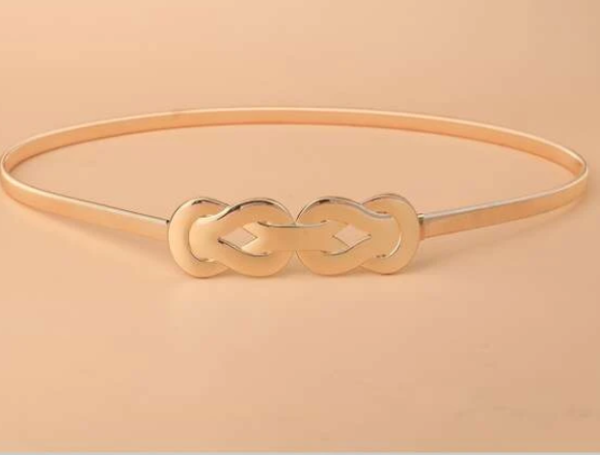 "Knot Buckle" Skinny Belt- Gold