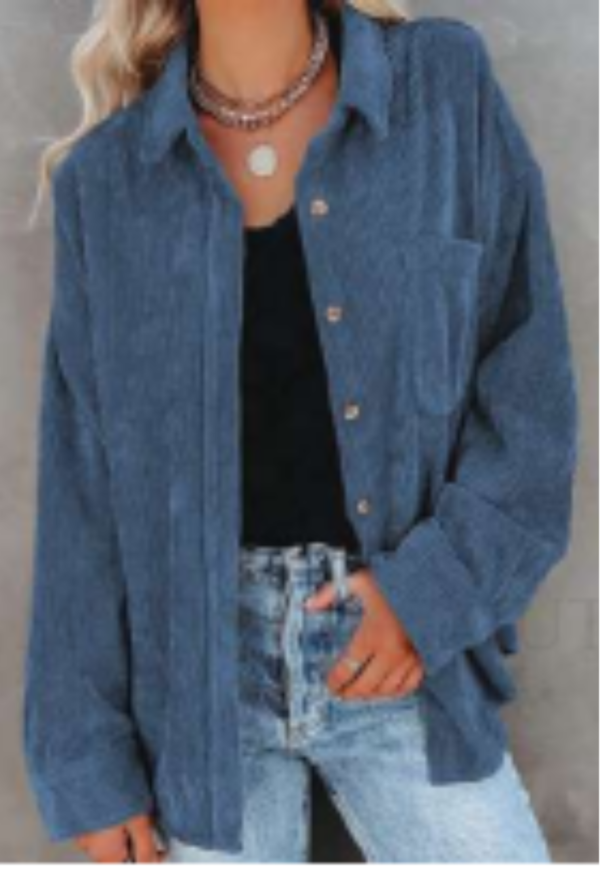 "Savanah" Corduroy Overshirt- Blue